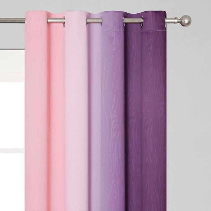 Estelar Textiler Ombre Pink and Purple Blackout Curtains 72 Inch Length 2 Panels - Image 4