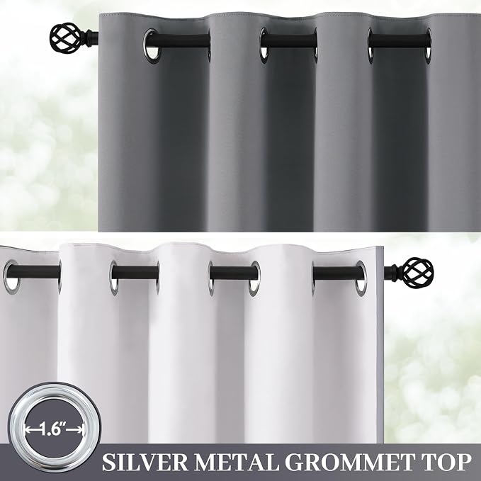 Yakamok Grey Room Darkening 100% Blackout Curtains Grommet Extra Wide Window - Image 2