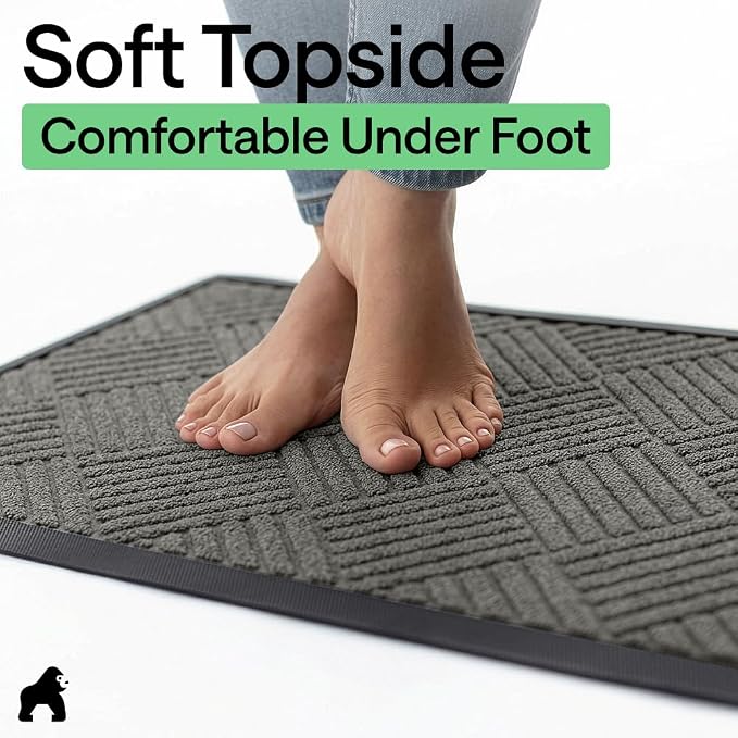 GORILLA GRIP 100% Waterproof All-Season WeatherMAX Doormat, US Designed Natural - Image 9