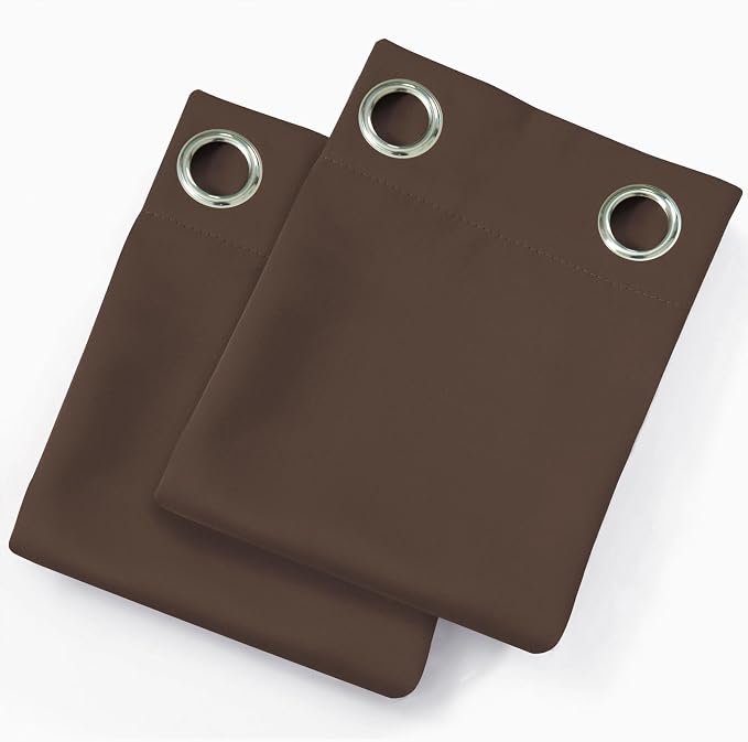 Chocolate Brown Blackout Curtains 42 x 54 Inch Length Set of 2 Panels Grommet - Image 9