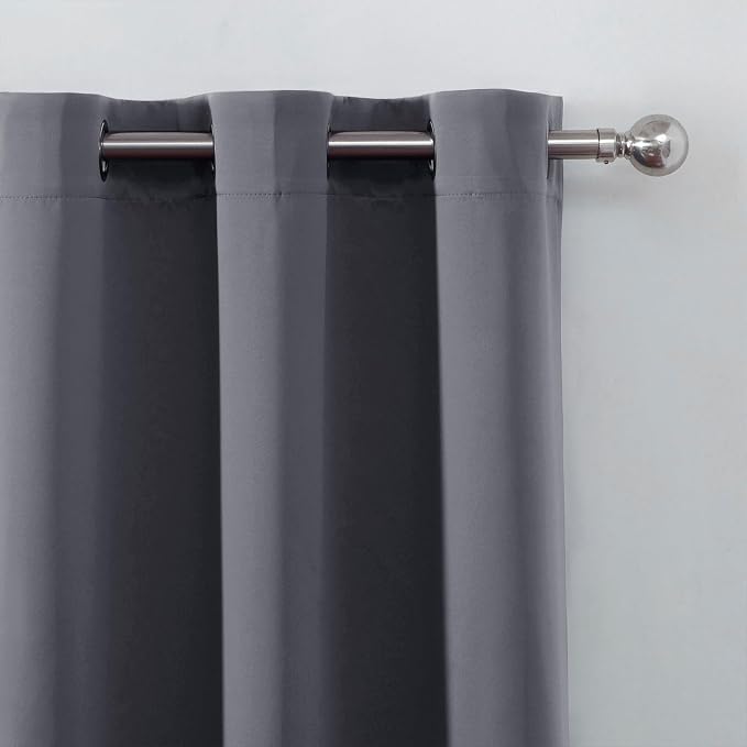 Grey Blackout Curtains 34 x 63 Inch Length/Set of 2 Curtain Panels/Thermal - Image 6