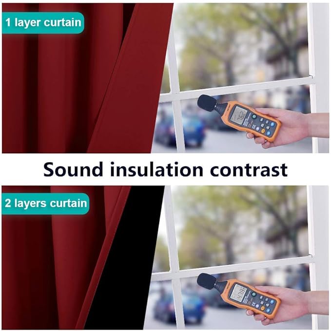 NICETOWN 100% Blackout Curtains 45 inches Long, Burgundy Red, 1 Pair, 42 inches - Image 4