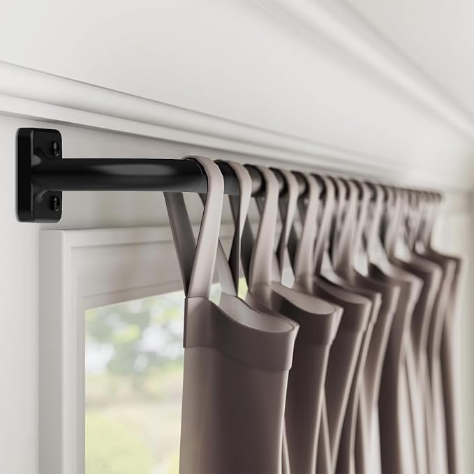 UIOSANRT Curtain Rods for Windows 48 to 84 inch, 5/8" Diameter Black Curtain - Image 2