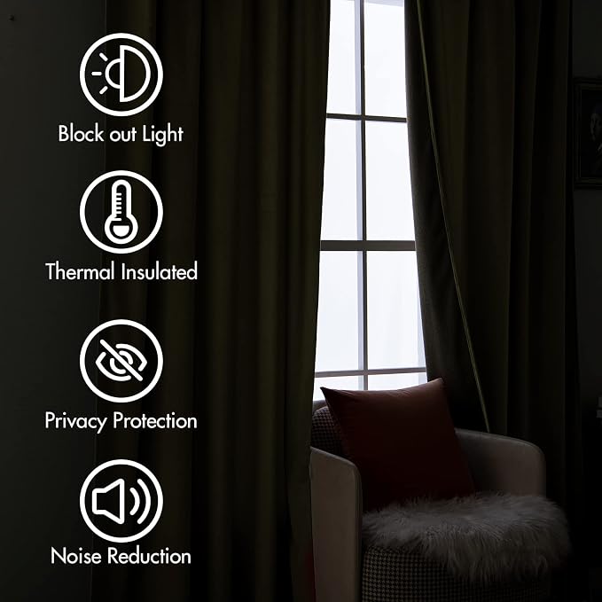 MIULEE Velvet Curtains 52x96 inches 2 Panels Burnt Orange Blackout Curtains | - Image 5