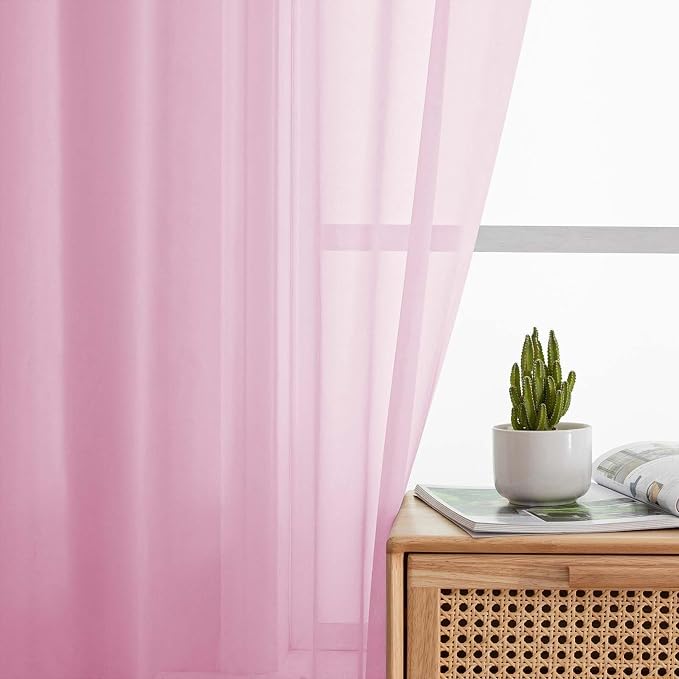 Pink Valances for Windows, Modern Solid Mini Small Window Curtains for Cafe - Image 7