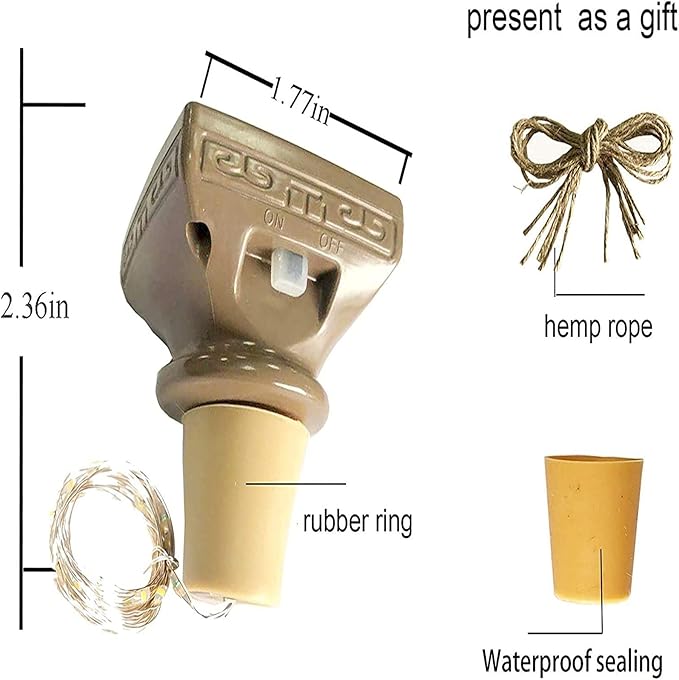 Solar Wine Bottle Lights Outdoor, 20 LED Cork Lights for Wine Bottles Waterproof, Fairy Lights Solar for Wedding Party Garden Patio Decor, Suitable for Most Wine Bottle Mouths-Warm White (8 Pack)