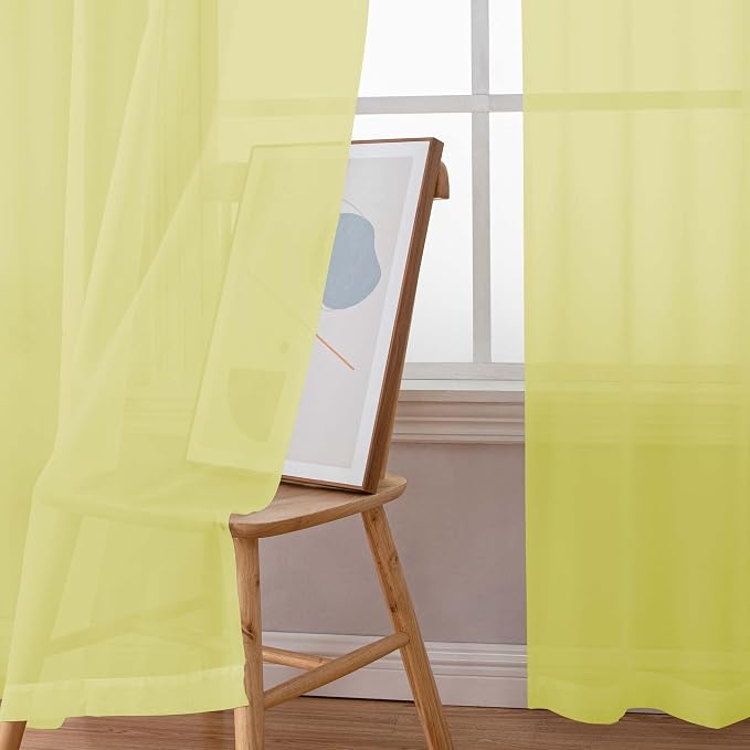 Simplebrand Lemon Short Sheer Curtains 45 Inch Length - Image 3