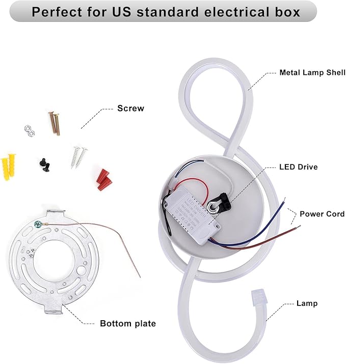 XEYOU 22W Modern Wall Sconce Lighting Indoor LED Creative Wall Light Fixture Music Symbol Art Decoration Wall Lamp for Living Room Bedroom Stair Corridor, White 4500K