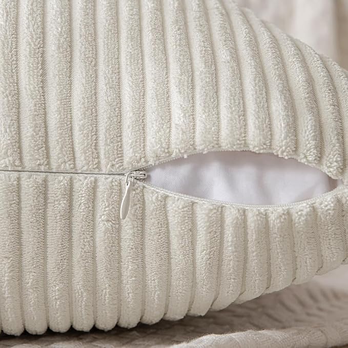 MIULEE Beige Decorative Euro Sham Pillow Covers 24x24 Inch - Image 3