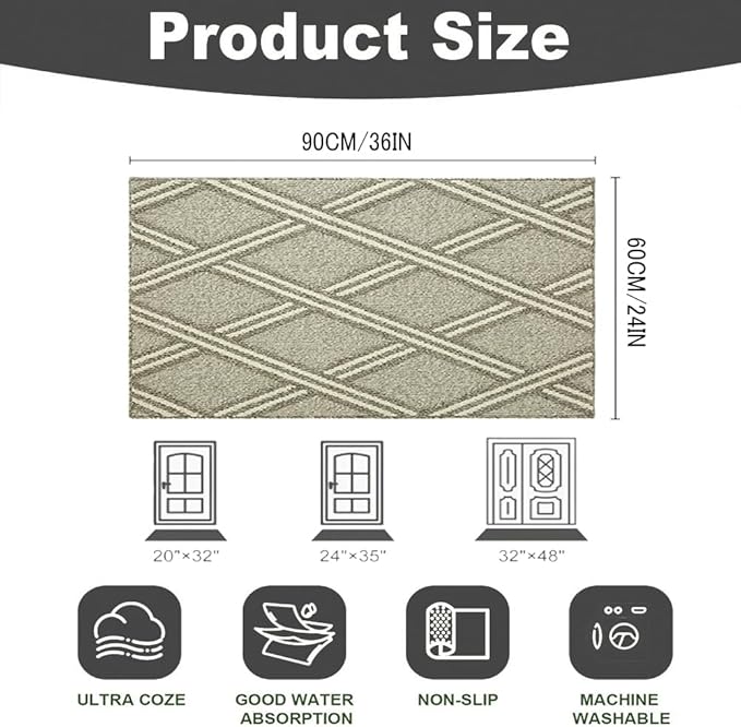 Door Mat Indoor Entrance, Large Welcome Mat Outdoor, Non Slip Front Door Mat Entryway (23“X35”)