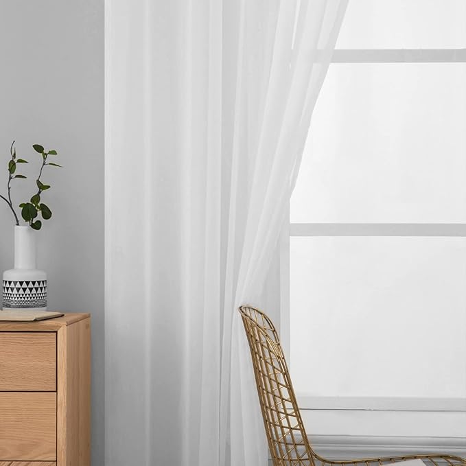 MIULEE White Window Sheer Curtains 2 Panels Width 38 x Length 63 Inches | Window - Image 5