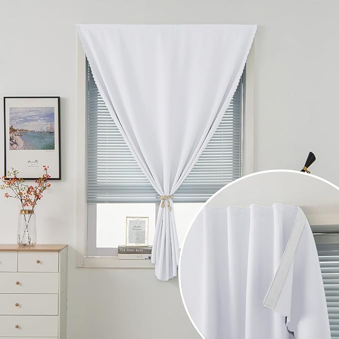 Thermal Blackout Curtains with Self-Adhesive Tape, No Rod No Drill Easy Install - Image 2