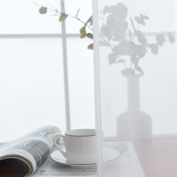 SpaceDresserWhite Kitchen Sheer Valance Curtains 36 Inch, Voile Sheer Cafe - Image 5