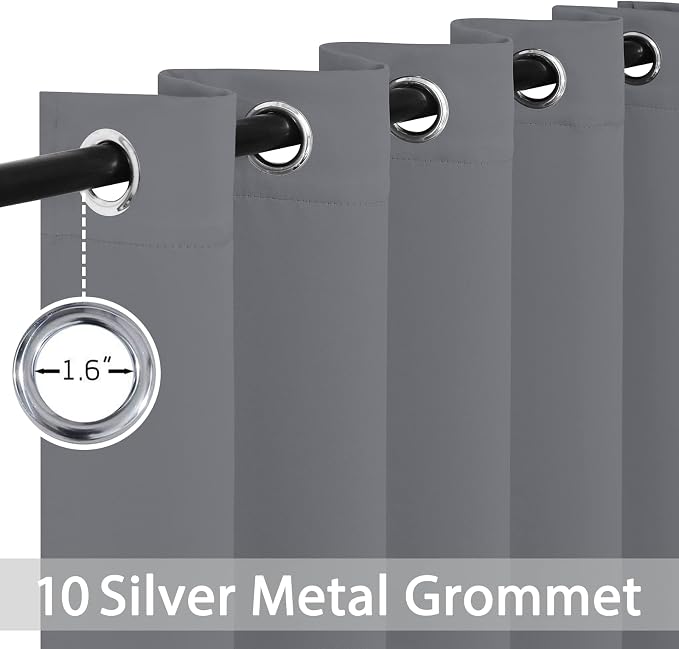 Yakamok Grey Room Darkening Curtains 62x96 inch Gray Grommet-Living Room | 2 - Image 3