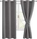 Blackout Curtains for Bedroom, 42 x 63 Inches Length, Light Grey | Thermal by Hiasan