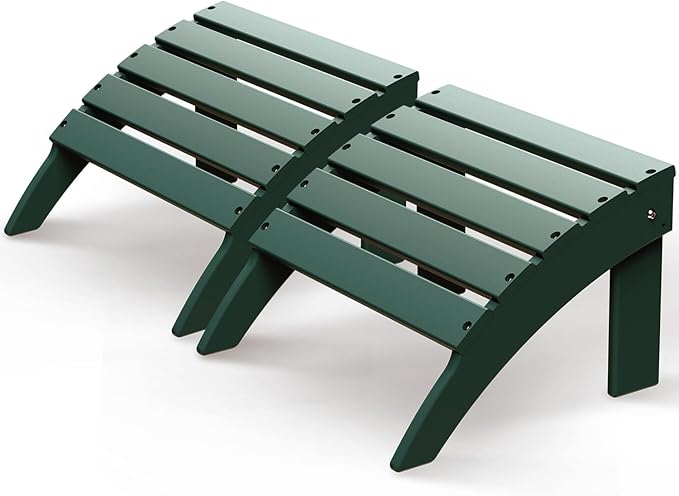 GREENVINES Adirondack-Ottoman | Set of 2 | HDPE Plastic | Outdoor Footrest | All Weather | Foot Rest | Foot Stool | Forest | for Adirondack Chair | for Patio Backyard Pool