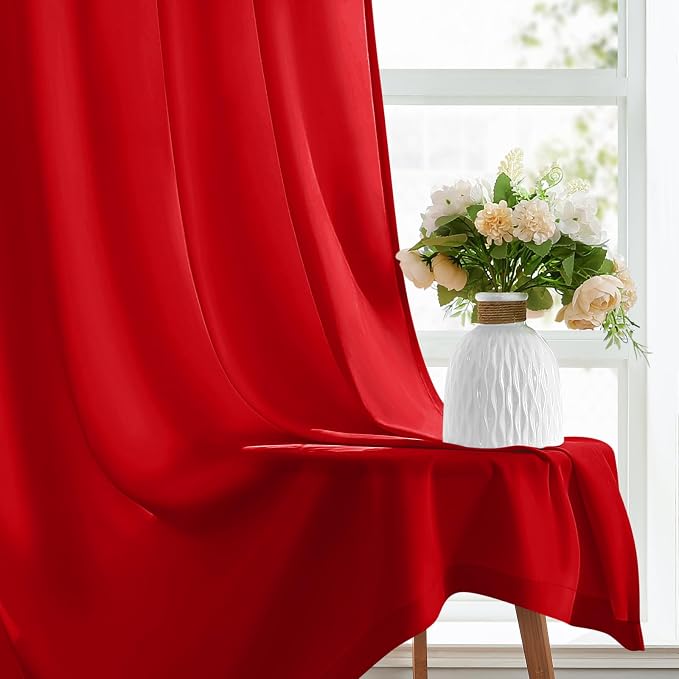 HOMEIDEAS Valentine's Day Non-See-Through Red Privacy Sheer Curtains, 52 X 84 - Image 5