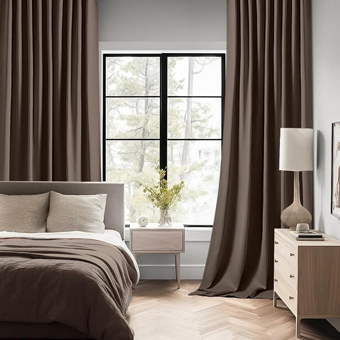 MIULEE Chocolate Brown Back Tab Blackout Curtains 90 Inches Long 2 Panels Set - Image 2