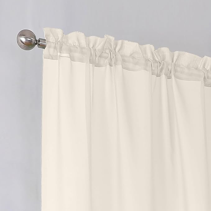 Simplebrand Cream Sheer Curtains 96 Inches Long, Light Filtering Rod Pocket - Image 4