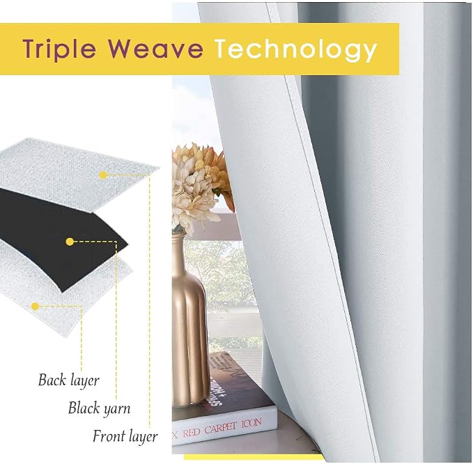 NICETOWN Room Darkening Window Curtain Panels, Easy-Care Solid Thermal - Image 3