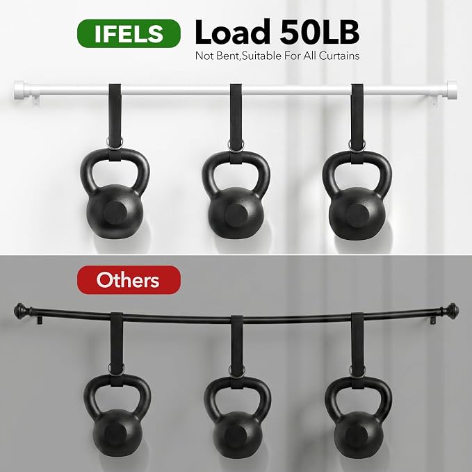 IFELS Heavy Duty Curtain Rods for Windows 72 to 144 Inch, 1 Inch Adjustable - Image 4