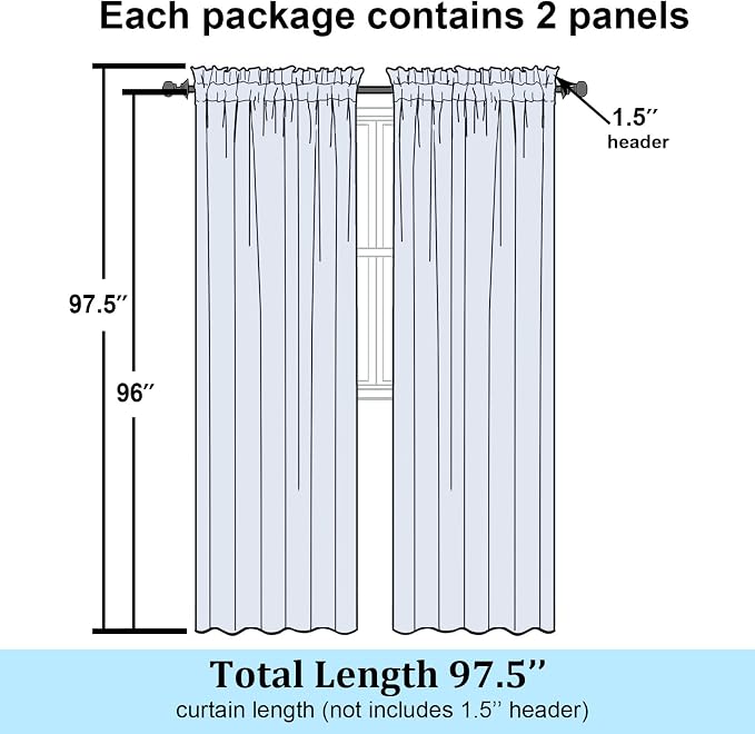 Simplebrand Lime Sheer Curtains 96 Inches Long, Light Filtering Rod Pocket - Image 8