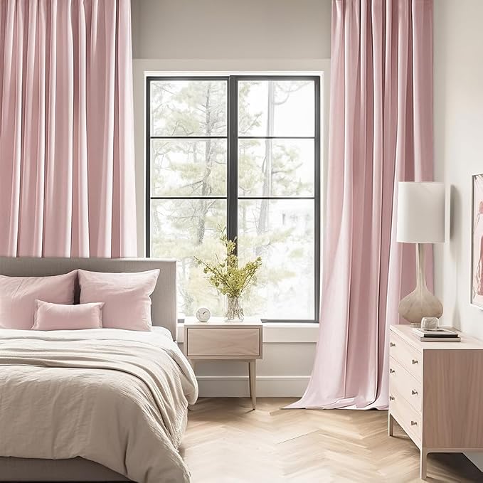 MIULEE Light Pink Back Tab Blackout Curtains 66x96 Inch Length 2 Panels Set | - Image 2