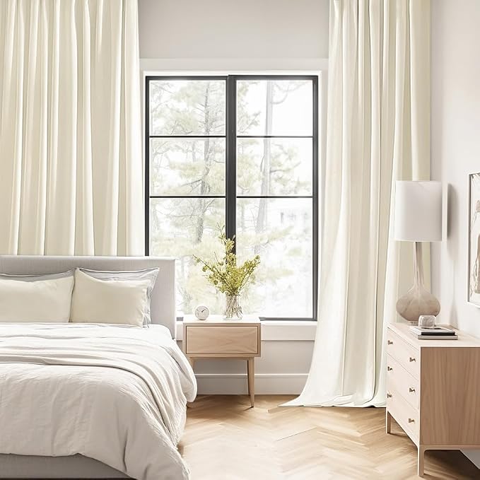 MIULEE Birch Back Tab Blackout Curtains 52x108 Inch Long 2 Panels Set | Rod - Image 2
