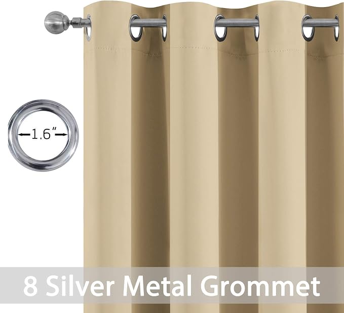 Yakamok Room Darkening Curtains 52x45 inch Length Beige-Living Room | 2 panels - Image 2