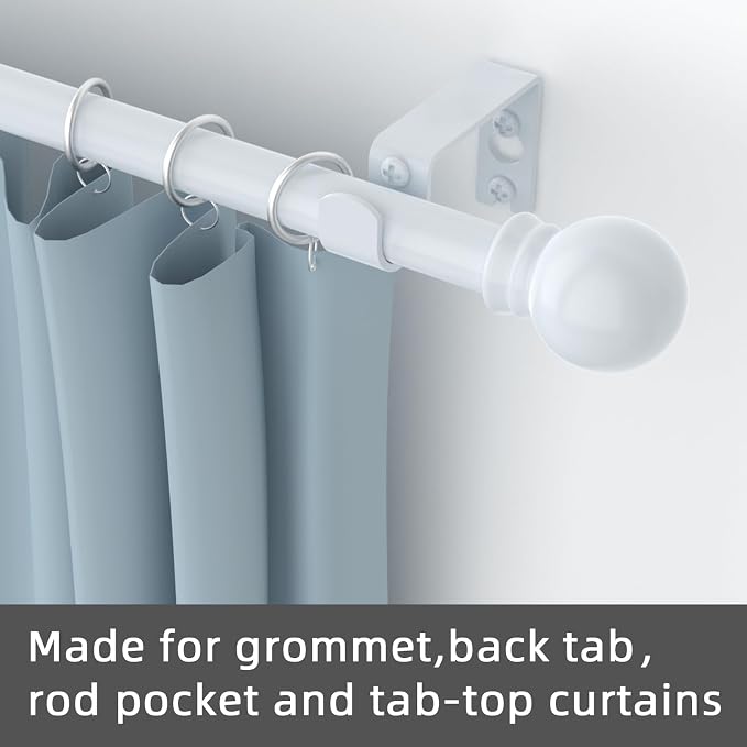 GXOACKJ Curtain Rods for windows 48 to 84-93 inch, 5/8 inch Decorative White - Image 3