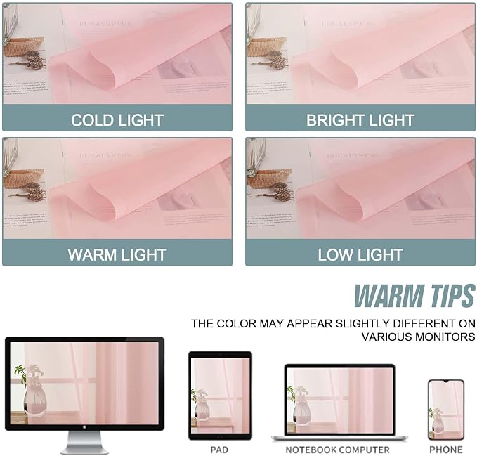 Blush Pink Sheer Curtains 90 Inches Long 2 Panels, Light Filtering Solid Sheer - Image 6