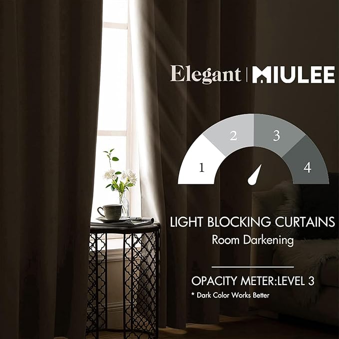 MIULEE Blackout Room Darkening Curtains Thermal Insulated Drapes Solid Window - Image 2