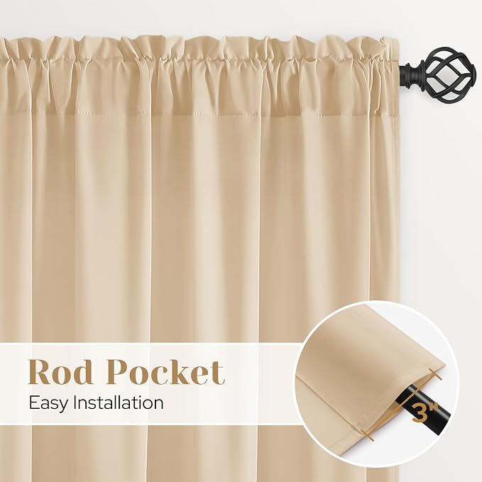 HOMEIDEAS Non-See-Through Beige Privacy Sheer Kitchen Curtains, 30 X 36 Inches - Image 5