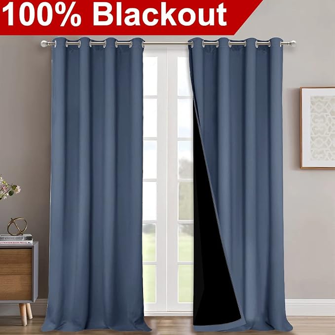 NICETOWN Insulated 100% Blackout Curtains, Noise Reducing Performance Drapes - Image 2