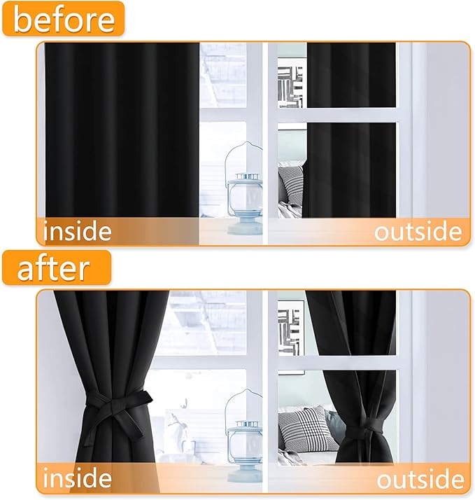 Blackout Curtains for Bedroom, 2 Drape Panels, 42 x 54 Inch | Light Blocking & - Image 4