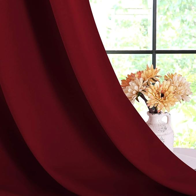 NICETOWN Christmas Burgundy Bedroom Curtains Blackout Draperies, Home - Image 5