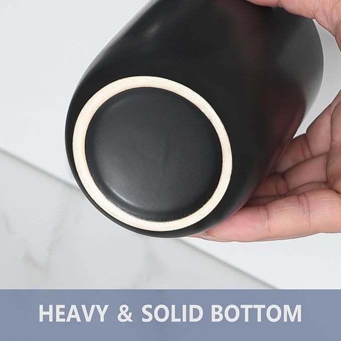 Matte Black Toothbrush Holders for Bathrooms - 1 Cups Ceramic Toothbrush Toothpaste Holders, Black Bathroom Tumbler Cup Reusable Toothbrush Cup Black Mouthwash Cup, Bathroom Counter Organizer