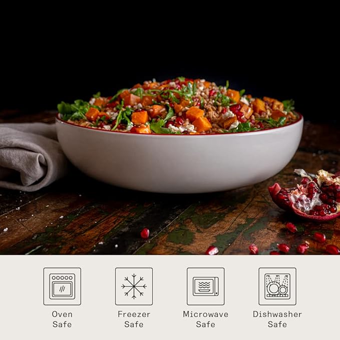 Made In Cookware - Serving Bowl - White With Red Rim - Porcelain England