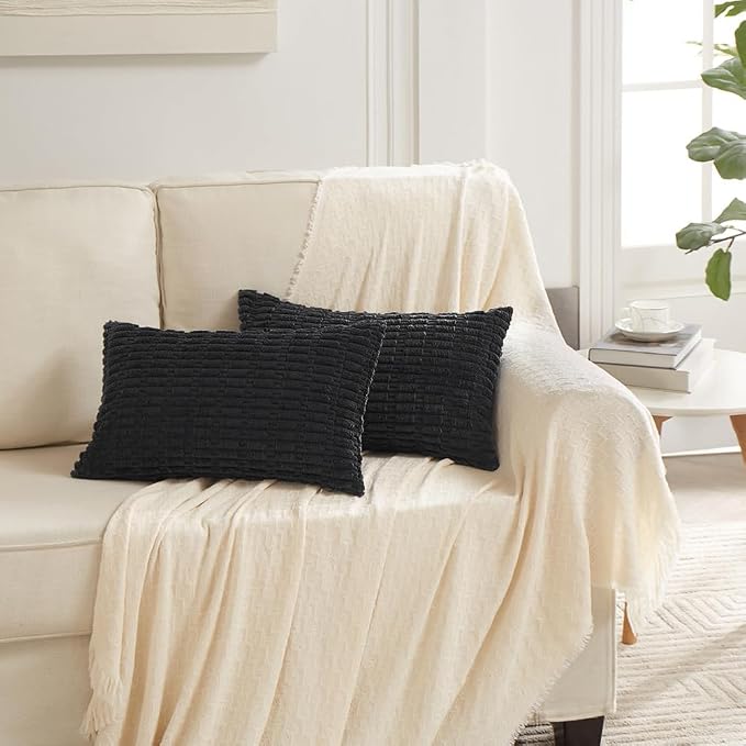 Fancy Homi 4 Packs Boho Black Decorative Throw Pillow Covers 14x24 Inch - Image 6