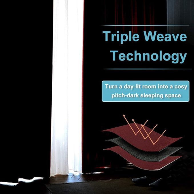 RYB HOME Blackout Curtains for Bedroom Living Room 72 inches Long, Thermal - Image 5