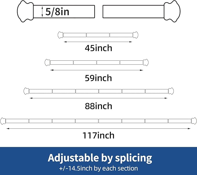 Small Curtain Rods for Windows 30" to 60" 5/8 Inch Standard Decorative White - Image 4