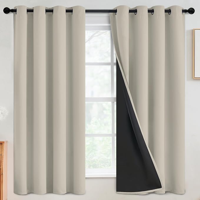 SimpleHome Stone 100% Blackout Curtains Room Darkening Living Room 63 Inch | by SimpleHome