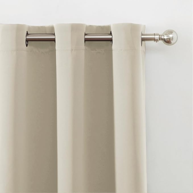 Light Beige Blackout Curtains 42 x 54 Inch Length Set of 2 Panels Grommet - Image 7