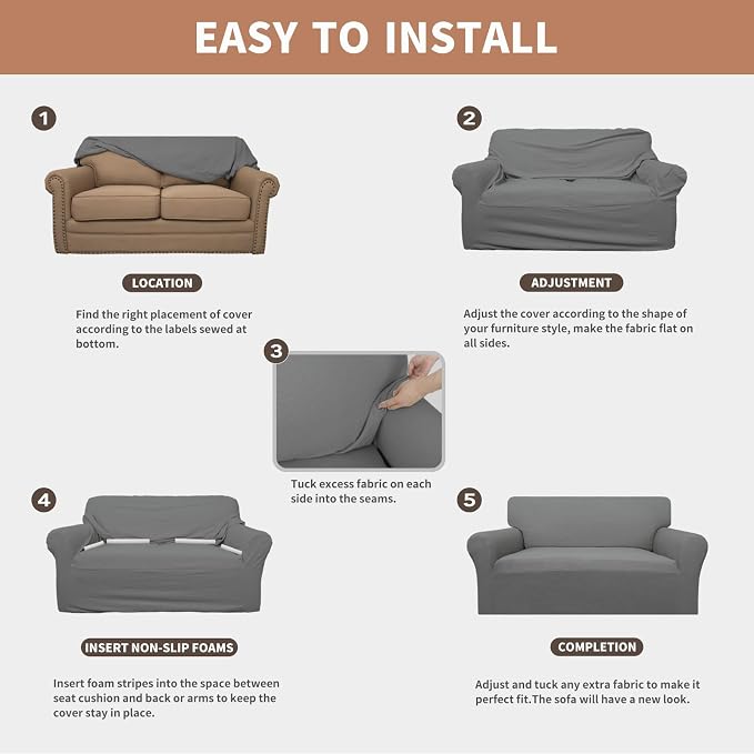 Easy-Going 100% Waterproof Oversized Chair Couch Cover, Stretch Sofa Cover | - Image 5