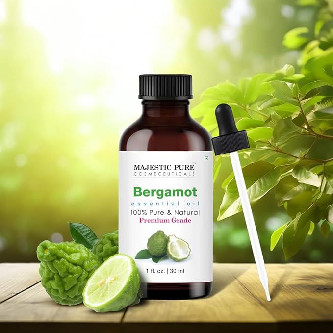 Majestic Pure Bergamot Essential Oil with Glass Dropper - 1 Fl Oz - 100% Pure and Natural Bergamot Oil - Premium Grade Essential Oils for Diffuser, Aromatherapy, Soap and Candle Making
