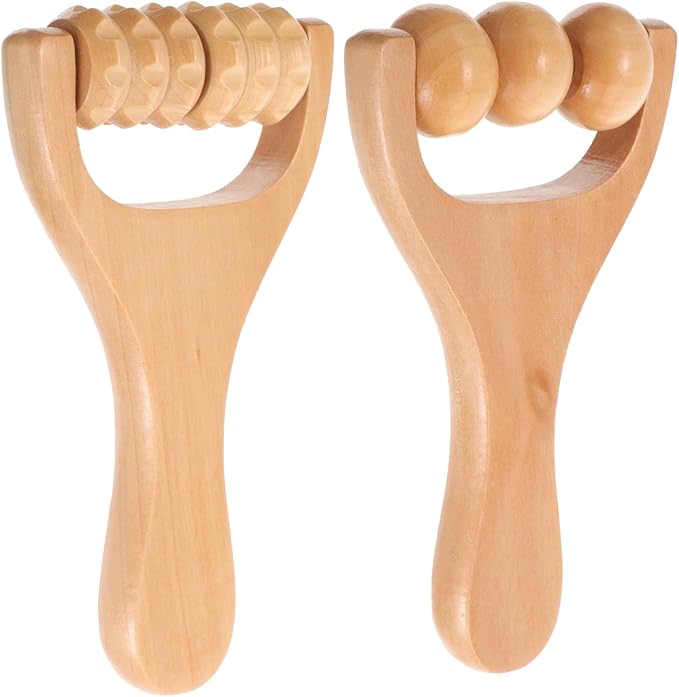 2pcs Wooden Massage Rollers Trigger Point Roller Muscle Relaxation Bead Massage Tools for Neck Back Leg Foot Arm