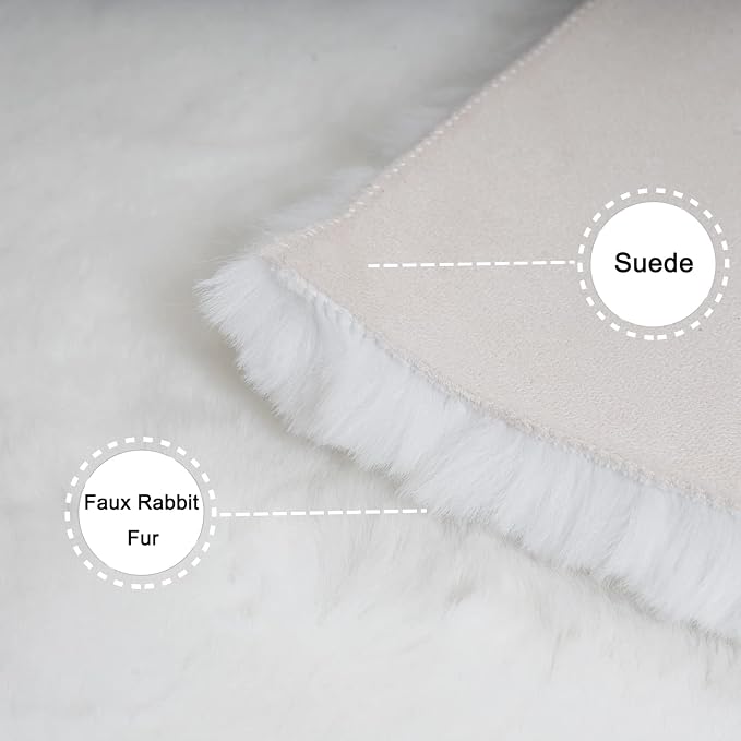 Ghouse Ultra Soft Faux Rabbit Fur Rug, Machine Washable Area Rugs - Image 3