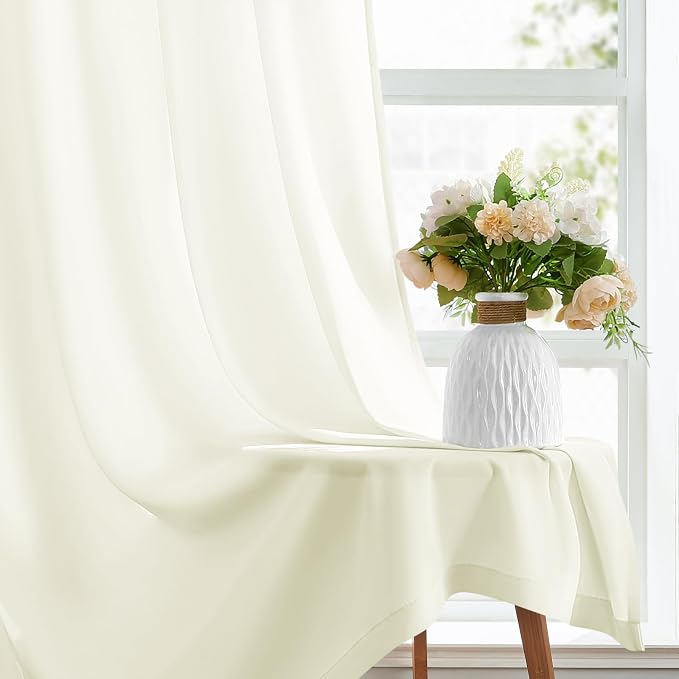 HOMEIDEAS Non-See-Through Ivory Privacy Sheer Curtains, 52 X 45 Inches Long 2 - Image 5