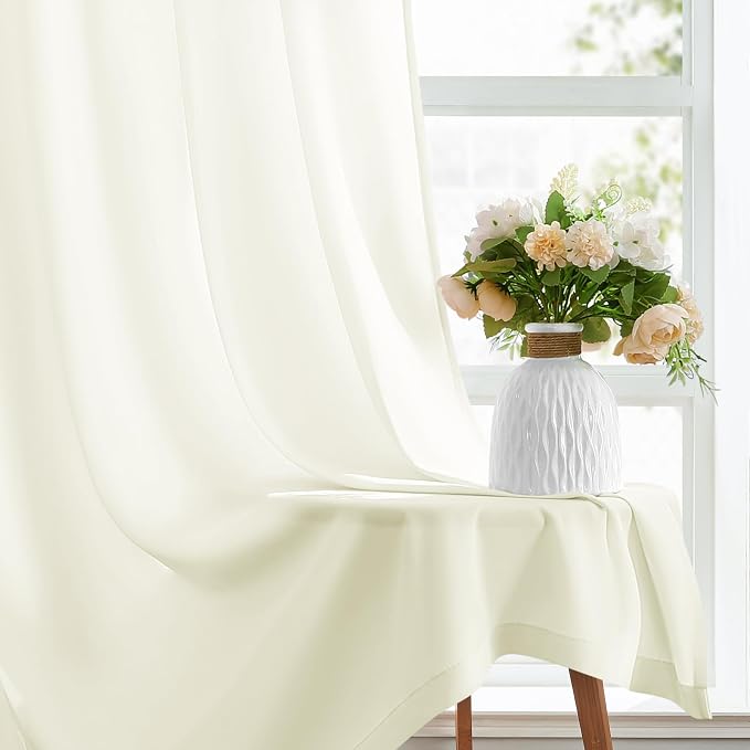 HOMEIDEAS Non-See-Through Ivory Privacy Sheer Curtains, 52 X 63 Inches Long 2 - Image 5