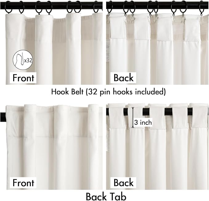 MIULEE Velvet Curtains 50W x 96L 2 Panels Ivory Blackout Curtains | Luxury - Image 3